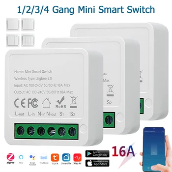 Tuya Smart Zigbee Switch 1, 2, 4-канальный модуль релейной автоматизации Smart Life App Удаленная поддержка Alexa Google Home Assistant Яндекс Алиса