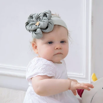 Эластичные детские повязки на голову в форме цветка, модные детские головные уборы, аксессуары для фотосъемки новорожденных