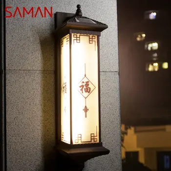 Уличный солнечный настенный светильник SAMAN Creativity, Китайское бра, светодиодный Водонепроницаемый IP65 для домашнего двора, крыльца виллы