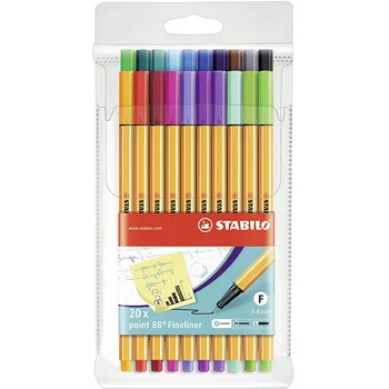 20 цветов Набор ручек для рисования STABILO Fineliner Point 88 0,4 мм, школьные канцелярские принадлежности для манги, художественные принадлежности для художников, маркеры