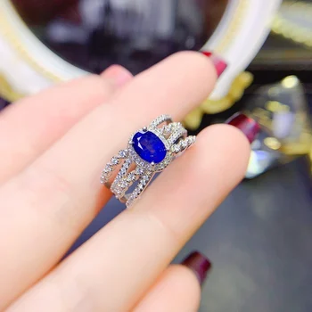 Модное кольцо с натуральным сапфиром FS 5*7 из стерлингового серебра S925 пробы, изысканные Роскошные вечерние украшения, свадебные украшения, законодатель моды