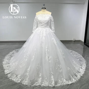 Бальное платье LOUIS NOVIAS Свадебное платье С жакетом 2023, Пуговица с вышивкой в виде сердца, Придворный Шлейф, Свадебное платье Vestidos De Novia