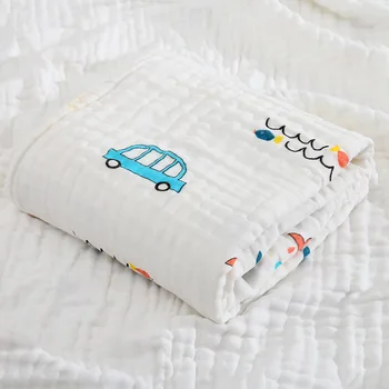 Детское банное полотенце, четыре слоя марлевых полотенец, детские одеяла, хлопковое летнее детское одеяло для сна, мягкий чехол для коляски
