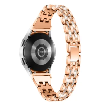 Ремешок для часов из нержавеющей стали для Galaxy Watch 4 (40 мм)/(44 мм) Однотонный ювелирный ремешок для часов 20 мм, стразы на запястье, браслеты