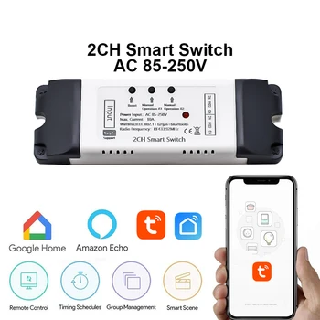 AC 85-250 В 2-Канальный Wifi Модуль Переключателя Wi-Fi DIY Smart Switch RF433 Приложение Голосовой Пульт Дистанционного Управления Умный Дом Работает С Alexa