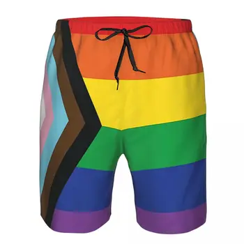 Летние мужские купальники, дышащие быстросохнущие плавки, пляжные шорты для гей-парада с радужным флагом, для тренировок по бегу, серфингу