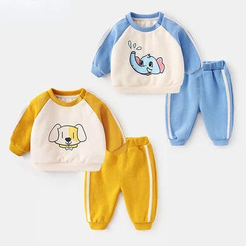 Комплект детских свитеров, весенне-осенняя верхняя одежда, топ для мальчиков, осенние женские штаны для новорожденных, детский осенний комплект из двух предметов