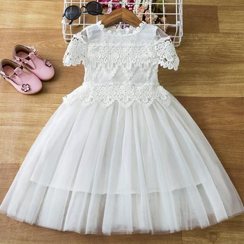 Menoea Новое Белое платье принцессы для Святого Причастия для девочек, Многослойный костюм из тюля, свадебные платья с пышными рукавами в цветочек для малышей