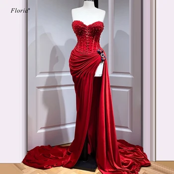 Новейшие Турецкие Модные Красные Платья Для Выпускного Вечера Длинные Русалка Без Бретелек Сексуальные вечернее платье Винтажные Вечерние Платья Party Celebrity Dresses