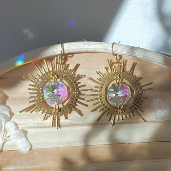 Серьги-ловцы солнца, украшения из цветотерапевтического стекла, Женские серьги The Spirit, Висячие серьги с радужным кристаллом Sun