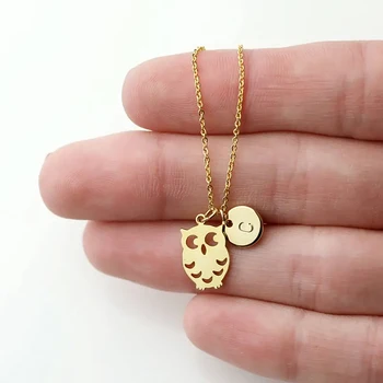 Персонализированное ожерелье на заказ для женщин Японский талисман Подвеска в виде буквы Совы Женское ожерелье из нержавеющей стали Бесплатная доставка