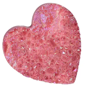 Кварцевый кластер Rainbow Aura с титановым покрытием, образец в форме сердца любви для домашнего декора, подарок на День Святого Валентина