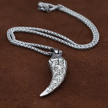 Винтажное ожерелье с подвеской в виде волчьего зуба из нержавеющей стали, мужская цепочка в стиле панк-стрит, ожерелье в виде волка-викинга Для мужчин, ювелирный подарок