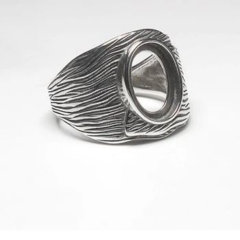 Мужское кольцо из стерлингового серебра 925 пробы, обручальное кольцо с овальным кабошоном 9x12 мм, кольцо с полукруглым креплением, Янтарный агат, Бирюзовая оправа