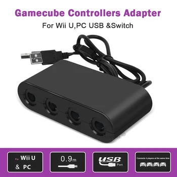 Адаптер контроллера GC 2 в 1 для N-Switch / Wii U / PC, 4 порта контроллера Game-Cube, конвертер с USB-кабелем, турбонаддув и вибрация