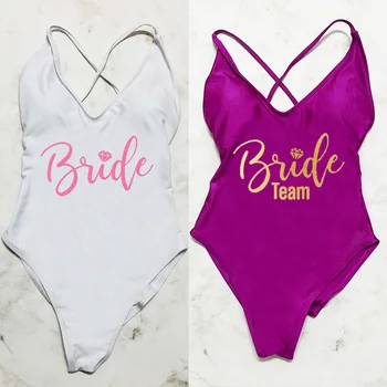 Купальники Bride Team женский цельный купальник 2023, бикини, купальный костюм большого размера, сексуальная пляжная одежда с подкладкой, летнее боди, красный