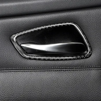 4 шт./Компл. Углеродного Волокна Автомобиля Внутренняя Дверная Ручка Крышка Наклейка Декоративные Наклейки Автоаксессуары Для BMW E90 E91 3 Серии 2005-12