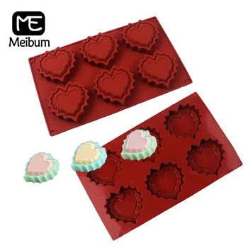 Силиконовые формы для торта Meibum с сердечками пищевого качества, инструменты для украшения десертов, формы для мусса на день Святого Валентина, кухонные формы для выпечки, форма для выпечки кондитерских изделий