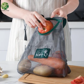 Holaroom Многоразовая Сумка для хранения овощей и фруктов Подвесной Органайзер Лук Чеснок Кухонные Сетчатые сумки Дышащая сумка Кухонные гаджеты