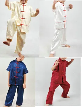 4 цвета летних детских костюмов для боевых искусств с коротким рукавом, традиционная форма для тайцзицюань с драконом, детские костюмы для Танг для мальчиков и девочек, черный