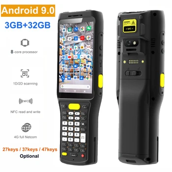 Большой диапазон сканирования Androd 9.0 Qcta-Core 3 + 32G Сборщик данных 4G NFC 1D 2D Сканер штрих-кодов Пистолетная Рукоятка PDA Считыватель штрих-кодов Инвентарь