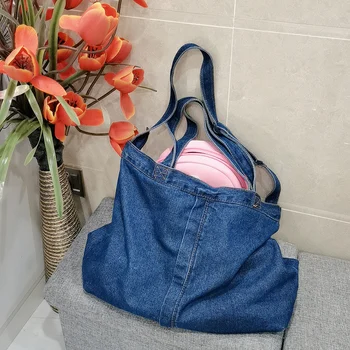 Женская джинсовая сумка через плечо, женские повседневные джинсовые сумки, большая повседневная сумка для покупок