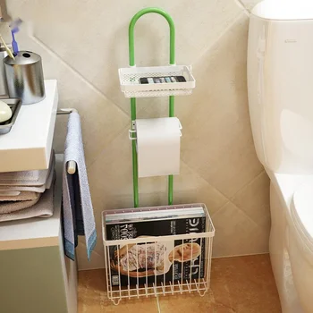Полка для хранения в ванной комнате от пола до потолка, Многофункциональная вешалка для туалетной бумаги, полотенец Nordic Wind, простая стойка для туалетных журналов