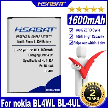 Аккумулятор HSABAT BL-4UL BL-4WL BL-4XL 1600 мАч ~ 2000 мАч для Nokia BL-4XL BL4XL BL-4WL BL4WL BL-4UL BL4UL Батареи