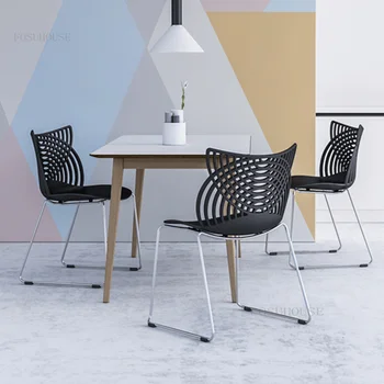 Дизайнерские Обеденные Стулья Nordic Cafe, Креативный Пластиковый стул для спальни, Современная минималистичная Мебель для дома, Кресло для отдыха со спинкой для взрослых