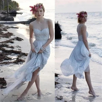 Пляжные свадебные платья Уникальный новый дизайн Красивое шифоновое свадебное платье на заказ высокого качества