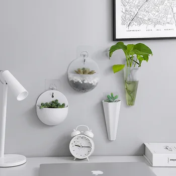Пластиковое настенное подвесное кашпо для растений и цветов – Организуйте свой сад с помощью этой самоподвешивающейся гидропонной настенной вазы