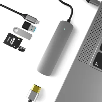 6 В 1 USB-C концентратор type C к USB 2.0 / 3.0 HDMI адаптер для планшета, ноутбука, док-станции для мобильных телефонов