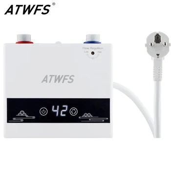 Электрический водонагреватель ATWFS 220 В, горячая вода для ванной комнаты, термостат, Безцилиндровый, мгновенный подогрев домашнего душа, кухня