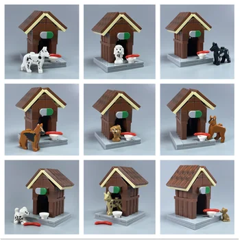 Продается набор MOC Bricks Собачий домик Питомник Сарай Строительные блоки для сельскохозяйственных животных Подарок на День рождения Куклы-игрушки DIY