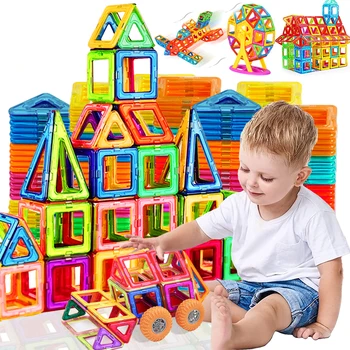 Магнитные игрушки большого размера, Магнитные Строительные блоки, Стержневая игрушка, Обучающий конструктор для творчества, Набор игрушек для детей, мальчиков и девочек