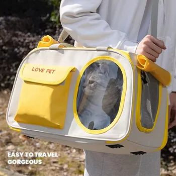 Сумка-переноска для домашних кошек, портативный дышащий рюкзак для кошек, уличная дорожная сумка для щенков с замками-молниями для транспортировки домашних животных
