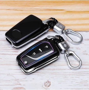 Чехол-накладка для дистанционного автомобильного брелока из углеродного волокна ABS для Toyota Corolla RAV4 Camry Highlander Reiz Keychain Holder Protector
