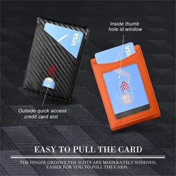 Новый Роскошный Ультратонкий Двойной Кожаный Бумажник RFID Блокирующий Держатель Для Карт Из Углеродного Волокна, Роскошные Кошельки из Искусственной Кожи, Денежный Мешок для Мужчин