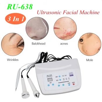 Портативный ультразвуковой аппарат для ухода за лицом 3 В 1 RU-638, антивозрастной массаж лица, аппарат для детоксикации организма, оборудование для ухода за кожей