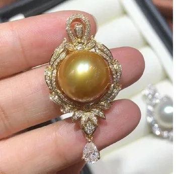 Великолепное ААААА Огромное 12-13 мм ожерелье с золотой жемчужиной-гвоздиком в Южном море 18 