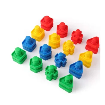 D-FantiX 32шт Винтовые Строительные блоки Пластиковые Вставные блоки в форме гайки Игрушки для детей Развивающие игрушки Масштабные модели Монтессори