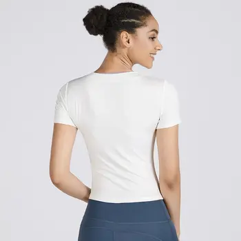 Футболки для йоги, спортивная рубашка с короткими рукавами, тонкая эластичная дышащая одежда для йоги, топы для фитнеса, женская быстросохнущая футболка для бега