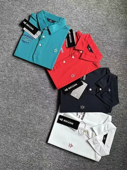 Мужская дышащая быстросохнущая спортивная одежда для гольфа для гольфа 2023, модная рубашка поло с отворотом