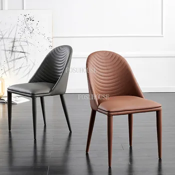 Обеденные стулья FOSUHOUSE Легкая роскошная мебель для кухни nordic home, кожаное седло, обеденный стул, дизайнерский бытовой стул со спинкой