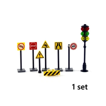 Городская дорога Уличные светофоры Светодиодная опорная плита Строительный блок Опорная плита мини-модель городские сигнальные лампы Совместимы со всеми брендами