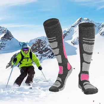 1 пара лыжных носков для зимних видов спорта, Термокомпрессионные, для утолщения икр, лыжные длинные носки, велосипедные чулки для бега на открытом воздухе, для скалолазания