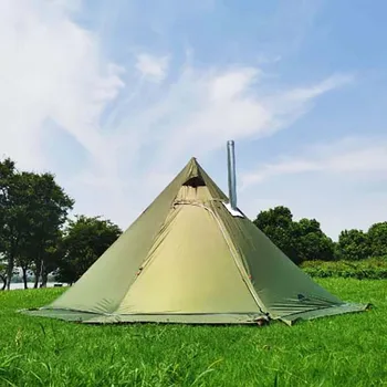 Водонепроницаемая палатка для кемпинга на открытом воздухе, Огнестойкая Пирамида, горячая палатка, Подъемник для 1 человека, кожаная палатка, Зимняя печка, палатка со снежной юбкой