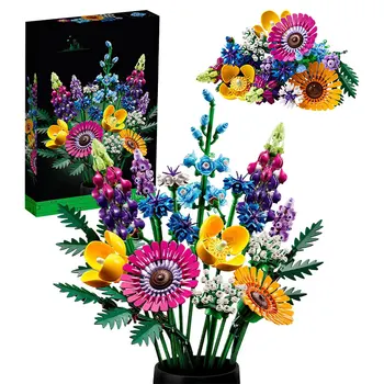Орхидея Новая игрушка Блок Цветок Подарки подруге на праздник 10313 Иллюстрация Строительный букет Кирпичи в горшках Гигантская роза своими руками для