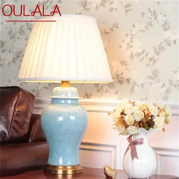 Керамический Настольный светильник OULALA, латунь, Современная Роскошная Настольная лампа LED для дома, Прикроватной тумбочки, спальни
