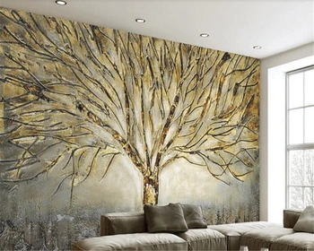 beibehang3d обои Виниловая стена на заказ современный американский металлический рельеф дерево картина маслом ТВ фон декоративная настенная роспись 3 d